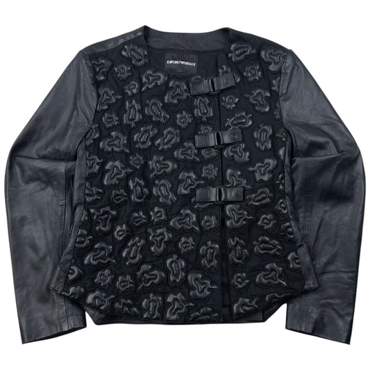 Vintage Emporio Armani Floral Lamb Leather Jacket Womens Size M