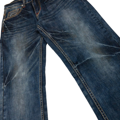 Vintage Big Train Embroidered Koi Fish Japanese Denim Jeans Size W30