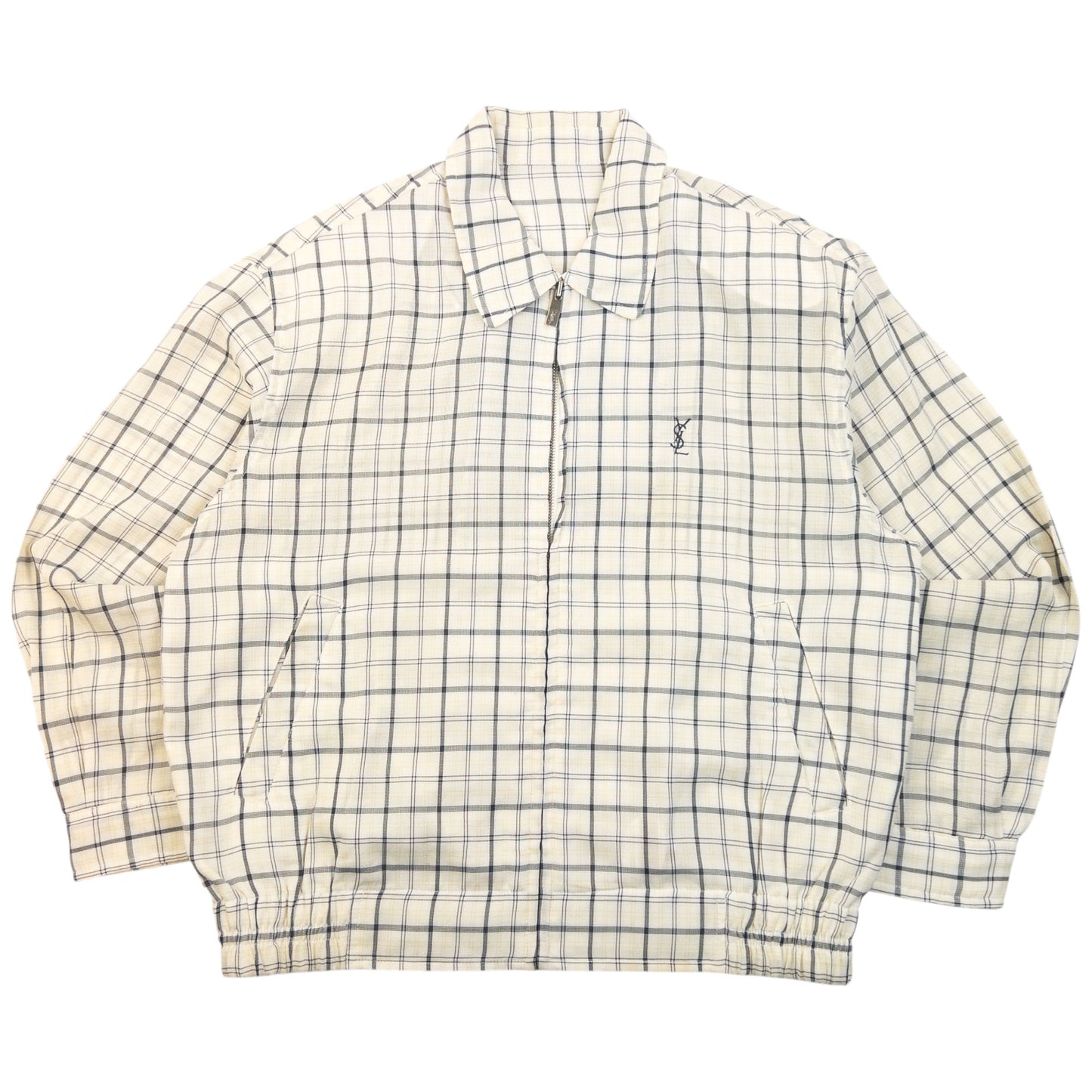 Vintage 90S YSL Yves Saint Laurent Checkered Harrington Jacket Size XS