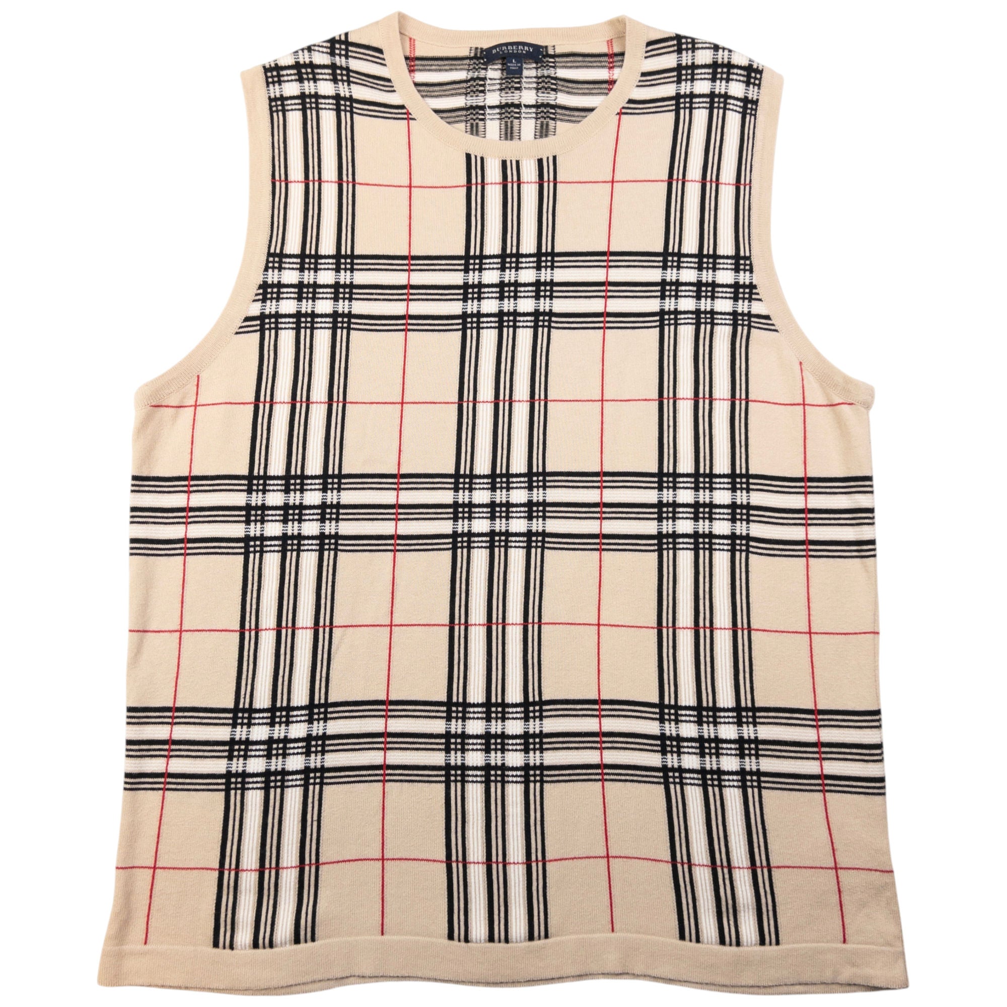 Vintage Burberry Nova Check Tartan Sweater Vest Jumper Size M