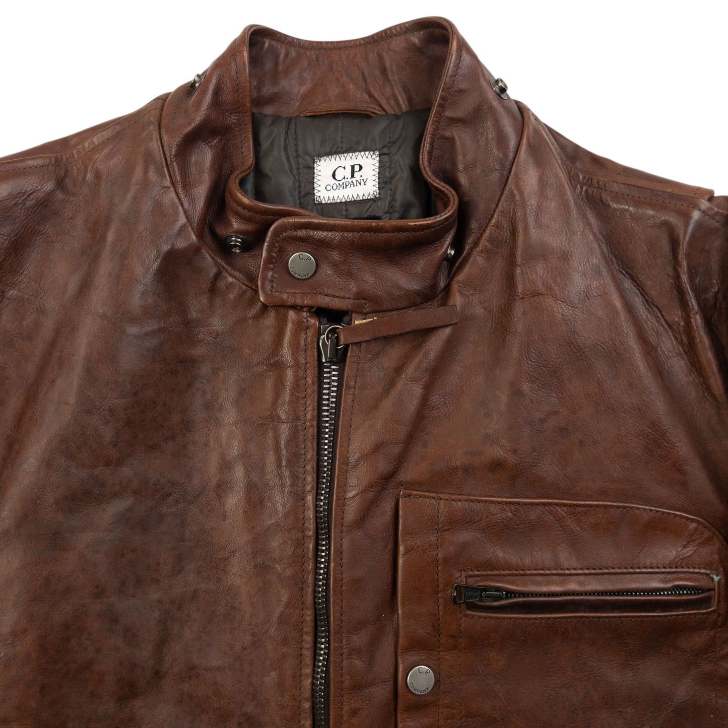 Vintage 2009 CP Company Zip Up Leather Jacket Size S