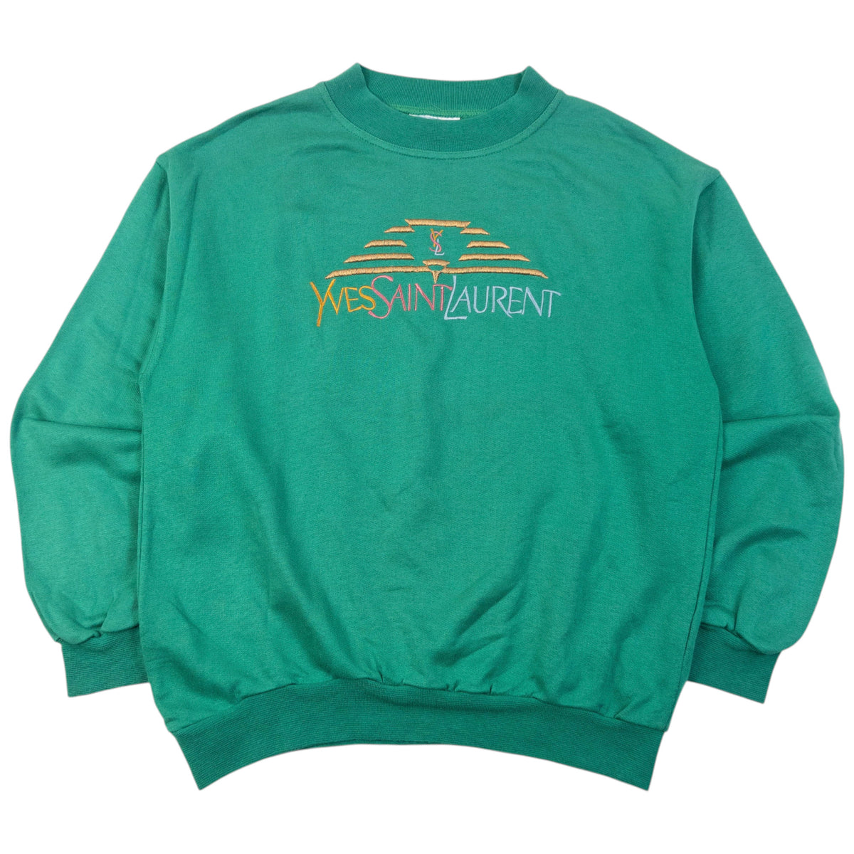 Vintage 80s YSL Yves Saint Laurent Embroidered Sweatshirt Size XS
