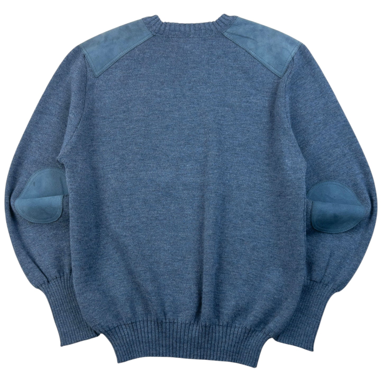 Vintage 90s Burberry Suede Patch Wool Jumper Size M
