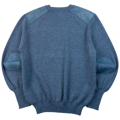 Vintage 90s Burberry Suede Patch Wool Jumper Size M