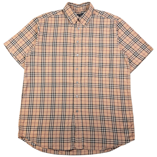 Vintage Burberry Nova Check Short Sleeve Button Up Shirt Size L