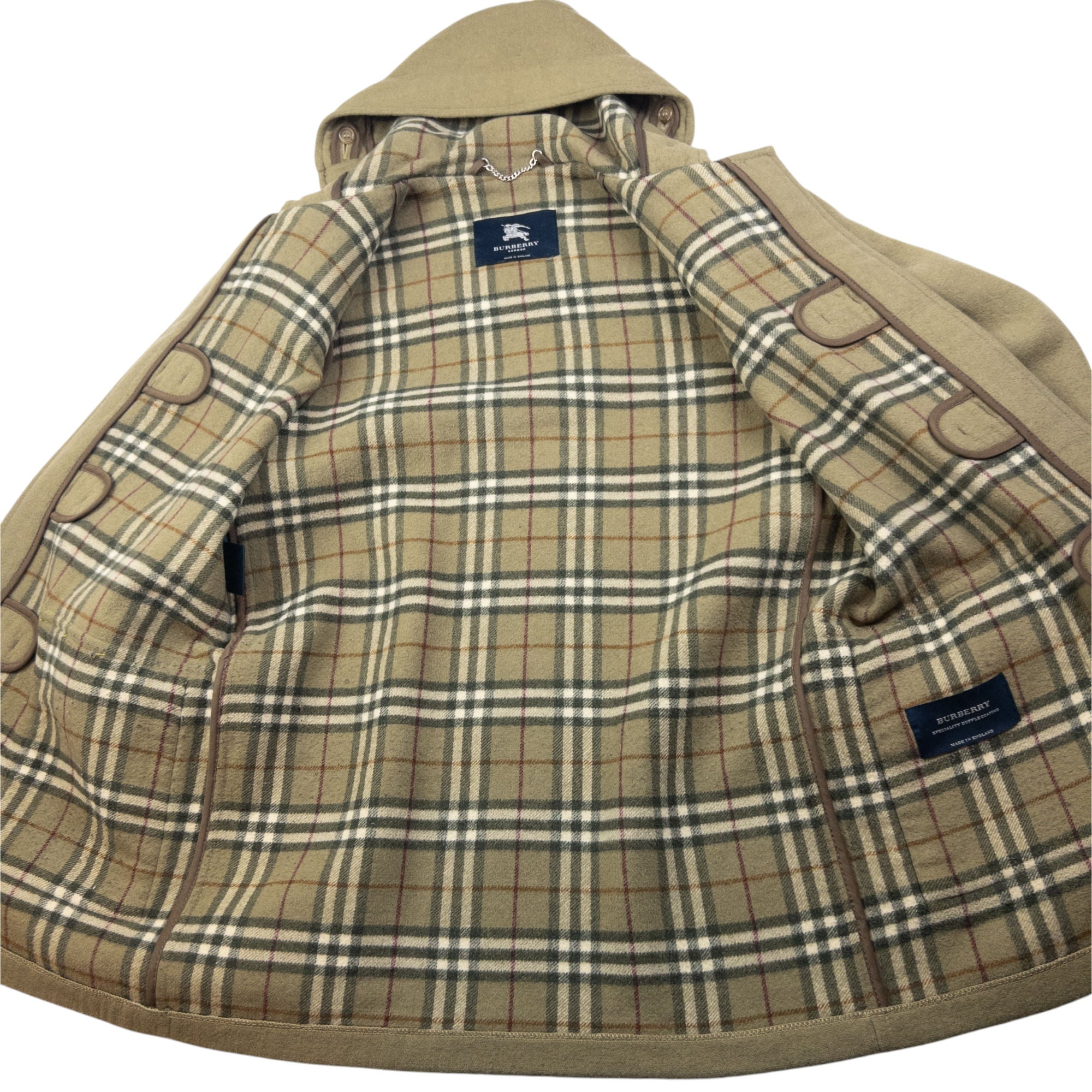 Vintage Burberry Nova Check Lined Wool Duffle Jacket Size L