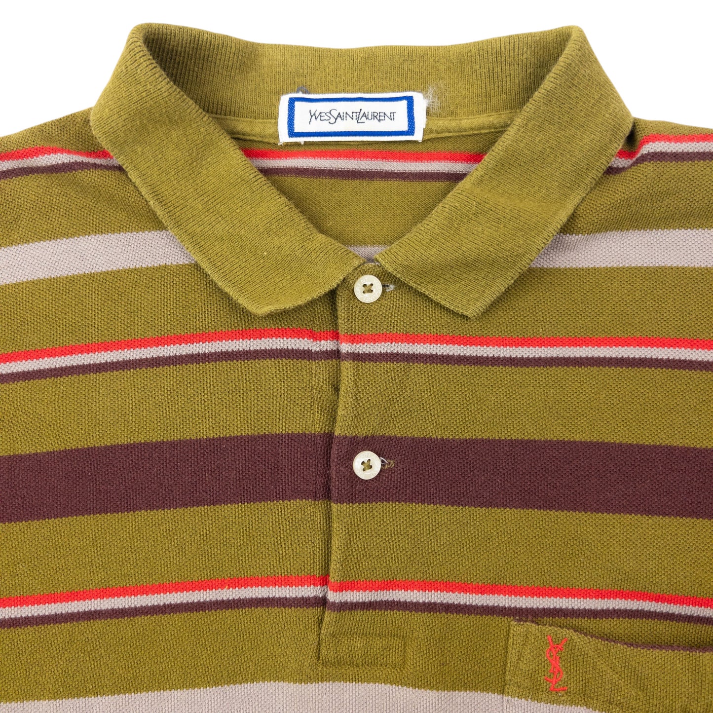 Vintage 80s YSL Yves Saint Laurent Striped Long Sleeve Polo Shirt Size S