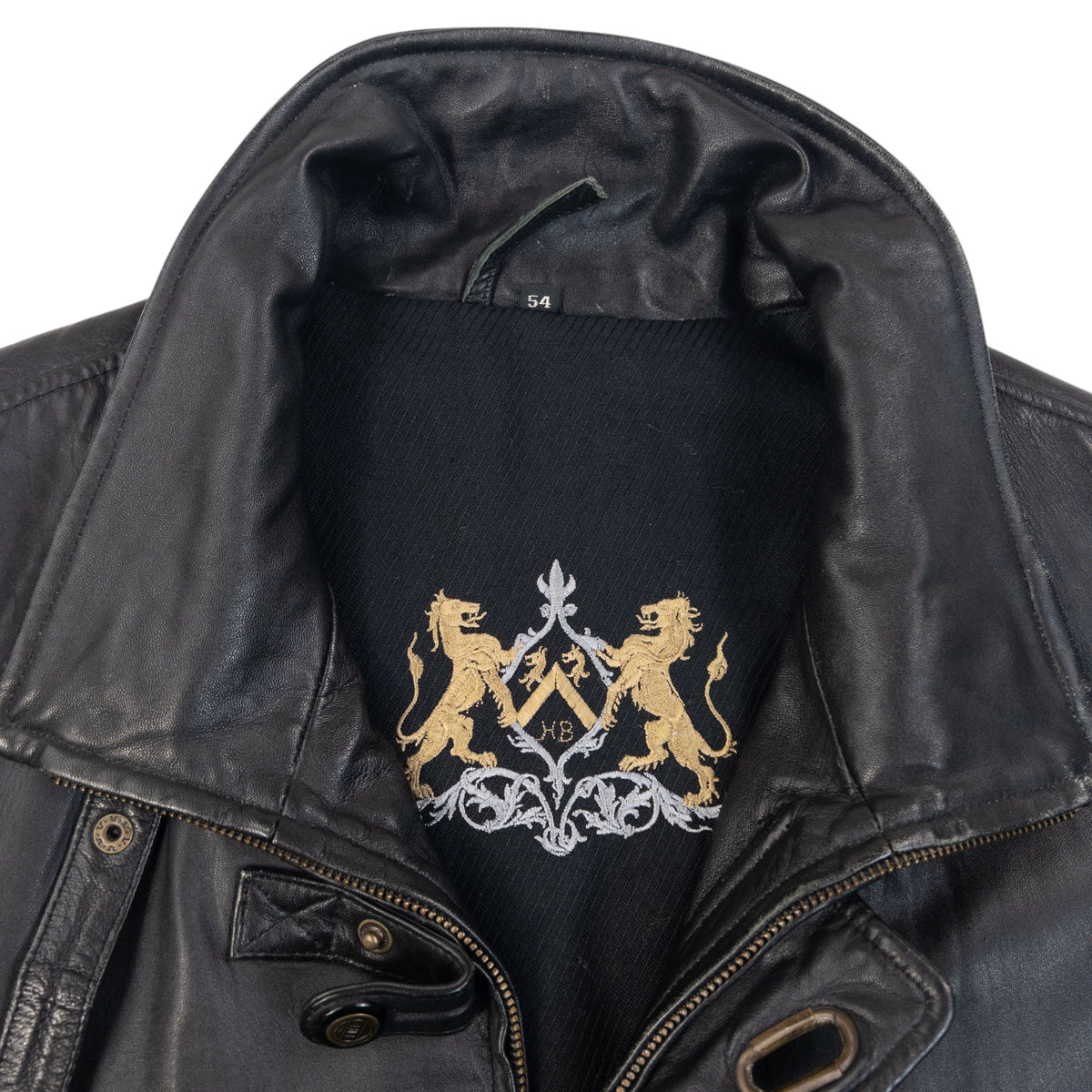 Vintage 90s Hugo Boss Zip Up Clasp Leather Jacket Size XXL