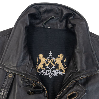 Vintage 90s Hugo Boss Zip Up Clasp Leather Jacket Size XXL