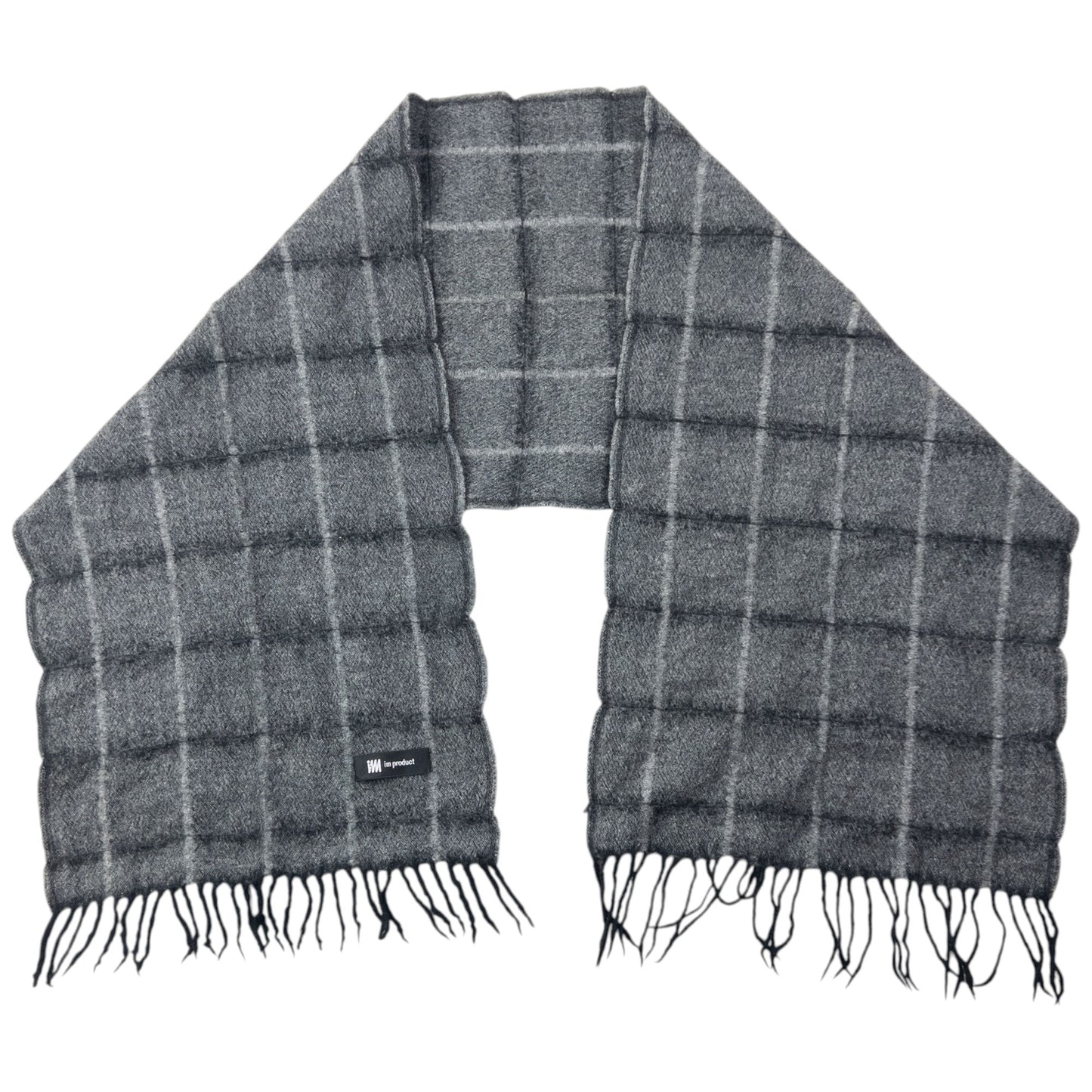 Vintage 2000s Issey Miyake Checkered Wool Tassel Scarf