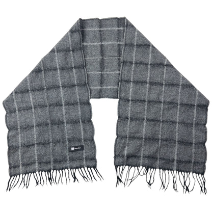 Vintage 2000s Issey Miyake Checkered Wool Tassel Scarf