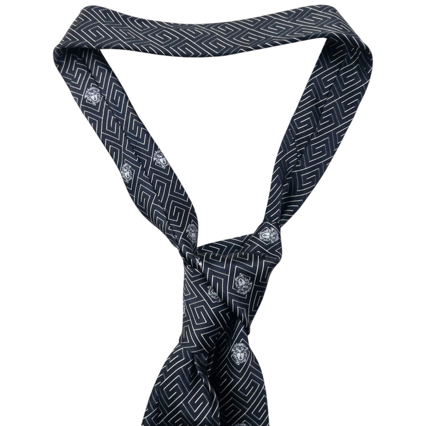 Vintage 90s Gianni Versace Medusa Monogram Silk Tie