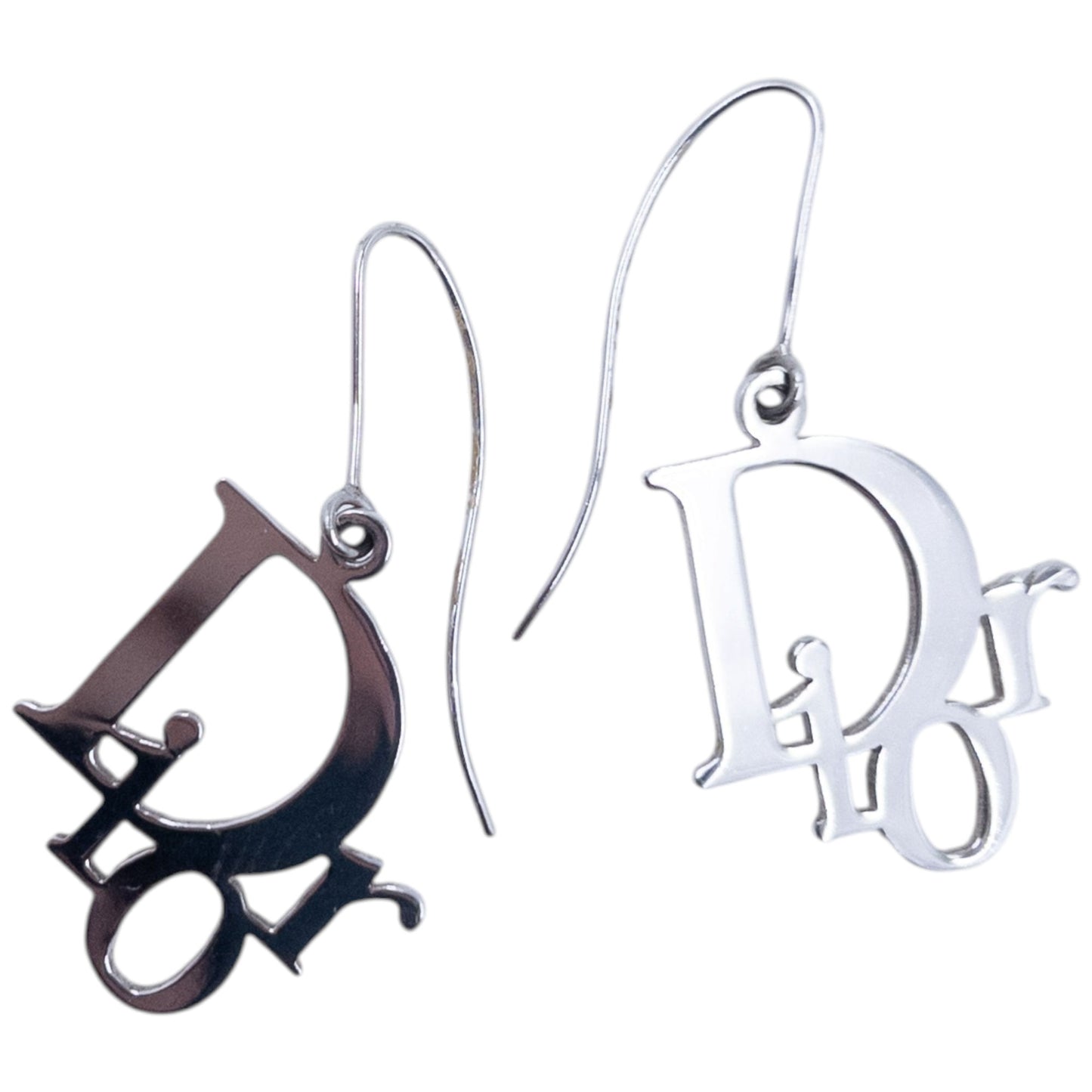 Vintage 2000s Dior By John Galliano Silver Logo Earrings