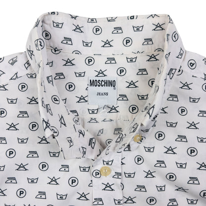 Vintage Moschino Jeans Monogram Washing Icon Button Up Shirt Size L