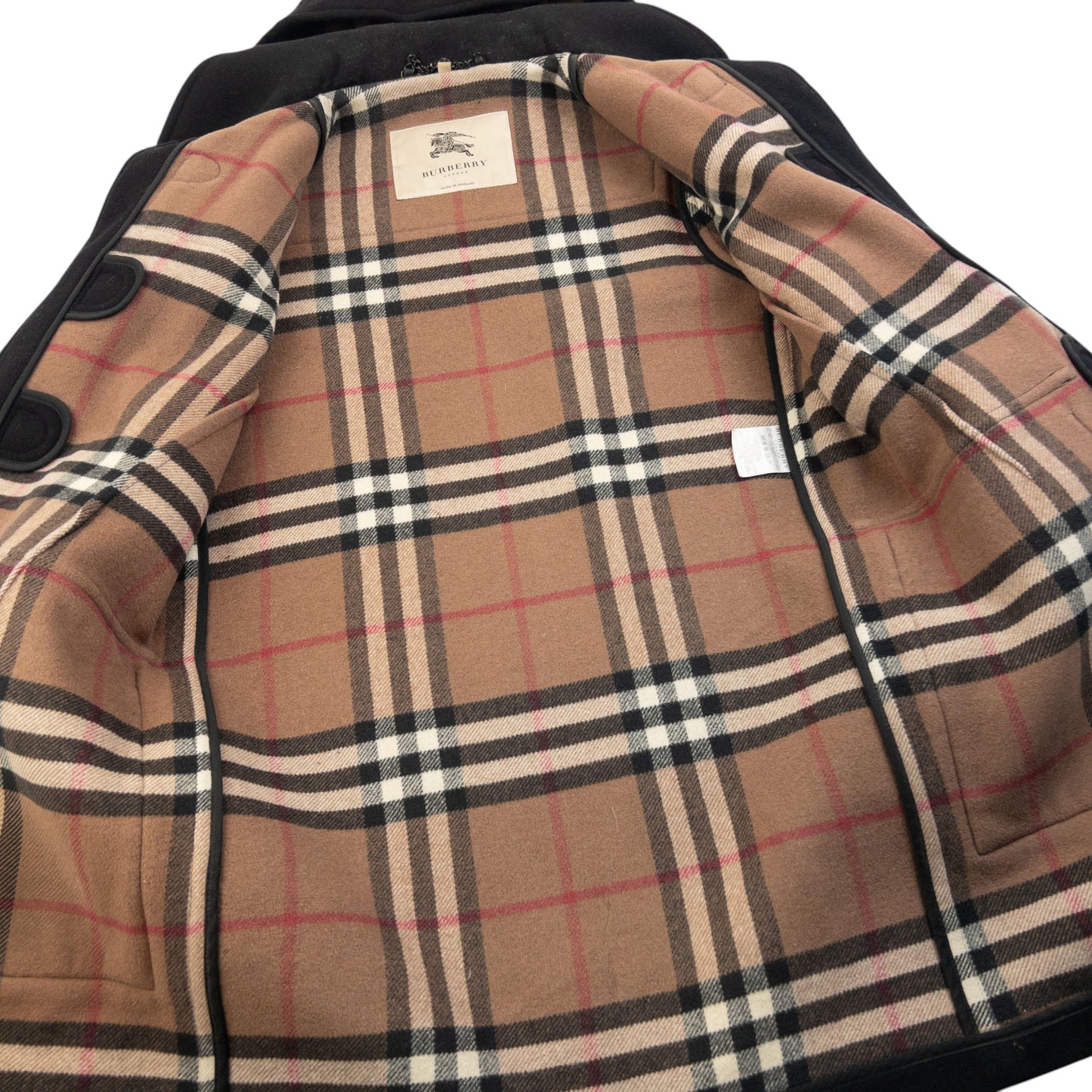 Vintage Burberry Nova Check Lined Wool Duffle Jacket Size L