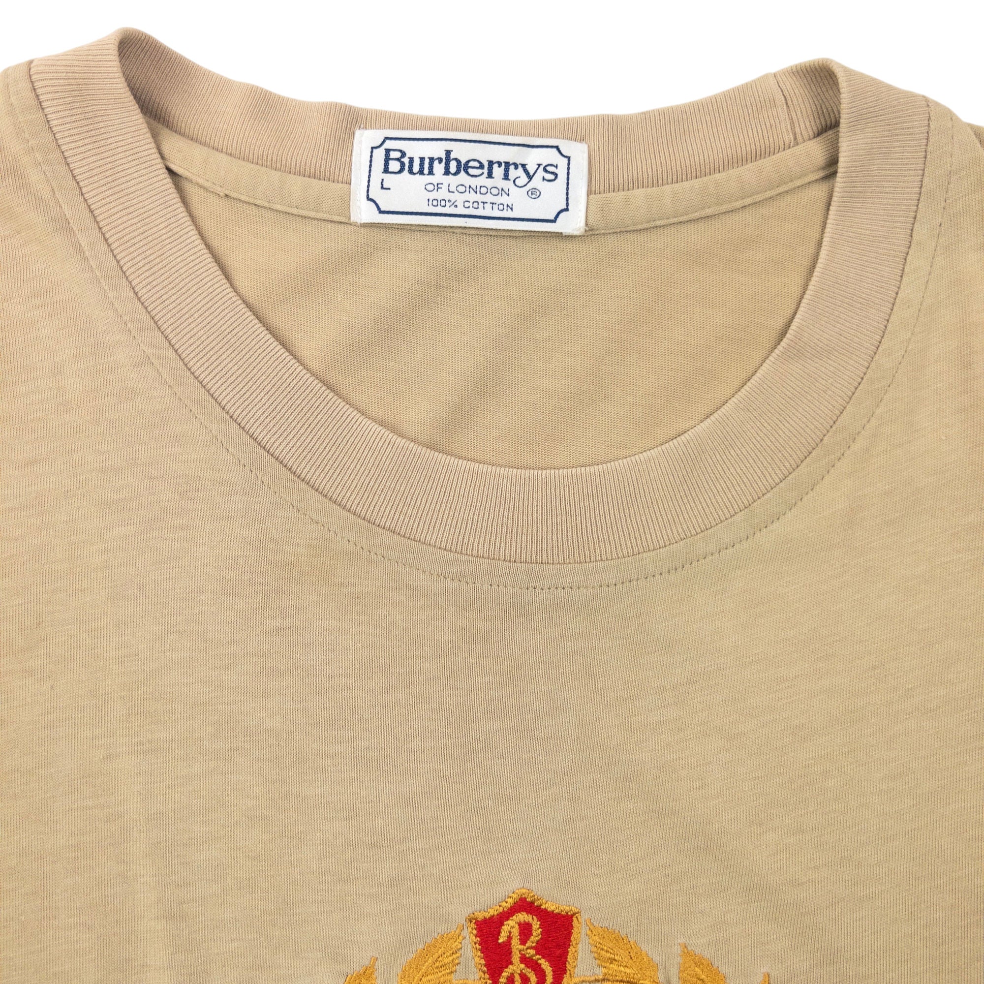 Vintage 90s Burberry Embroidered T Shirt Size L