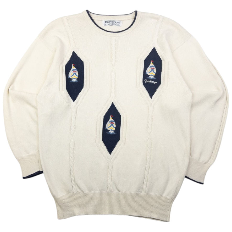 Vintage Burberry Embroidered Knit Jumper Size M