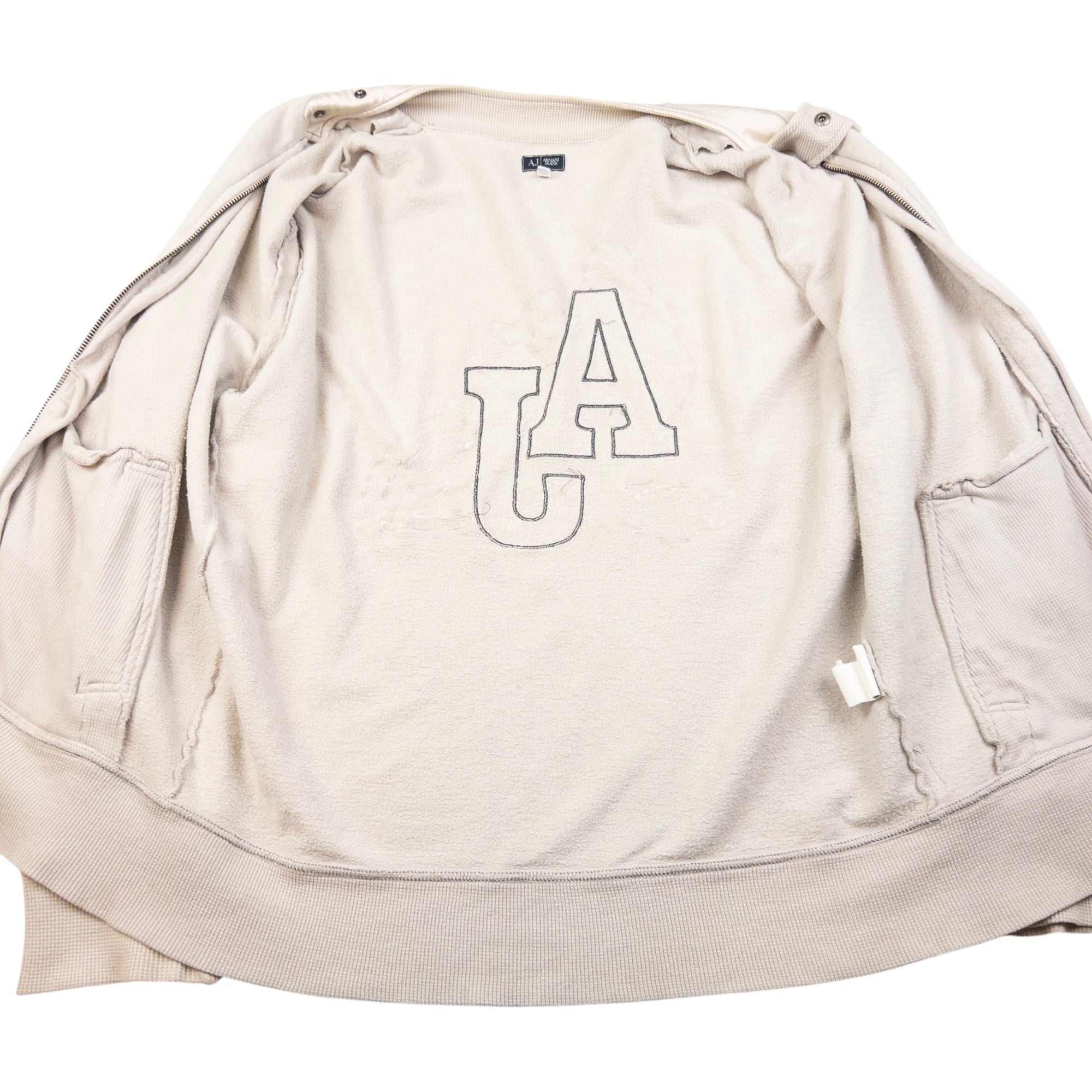 Vintage Armani Jeans Embroidered Zip Up Sweatshirt Size M