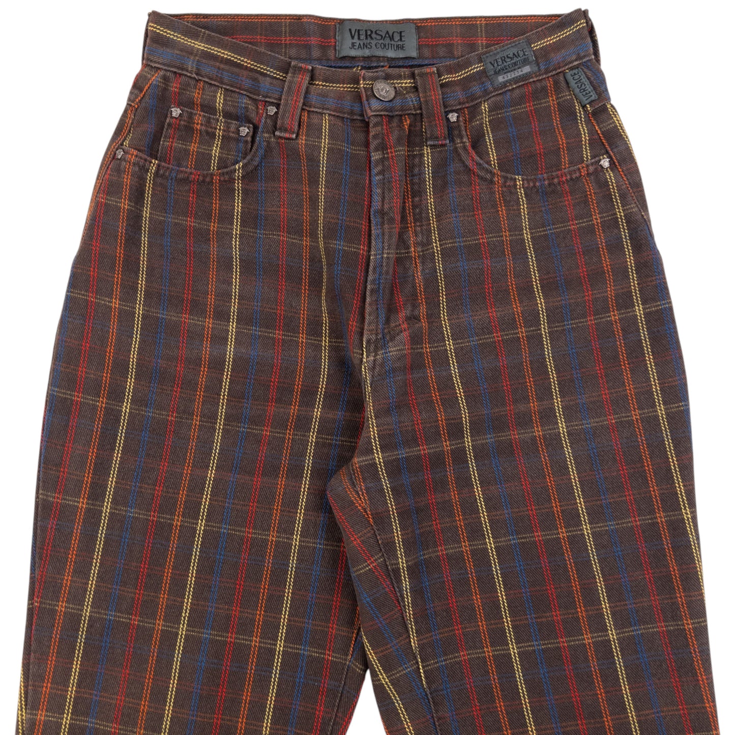 Vintage 90s Versace Jeans Couture Checkered Trousers Size W24