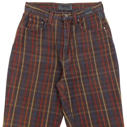 Vintage 90s Versace Jeans Couture Checkered Trousers Size W24