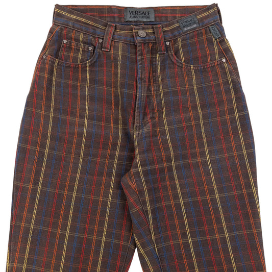 Vintage 90s Versace Jeans Couture Checkered Trousers Size W24