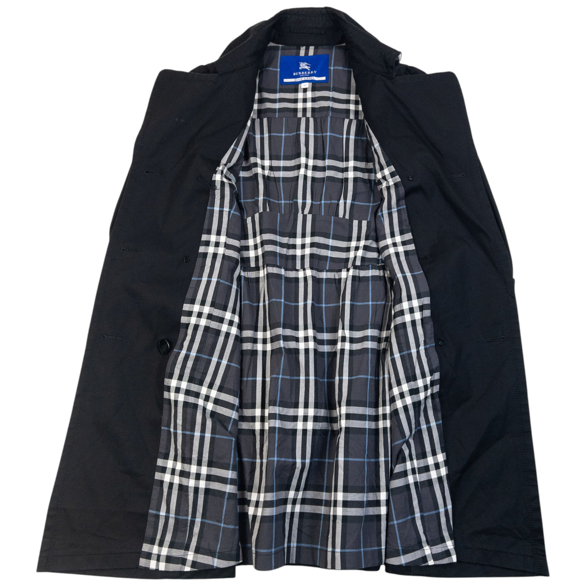 Vintage 2000s Burberry Blue Label Nova Check Lined Trench Jacket in black, photo 2