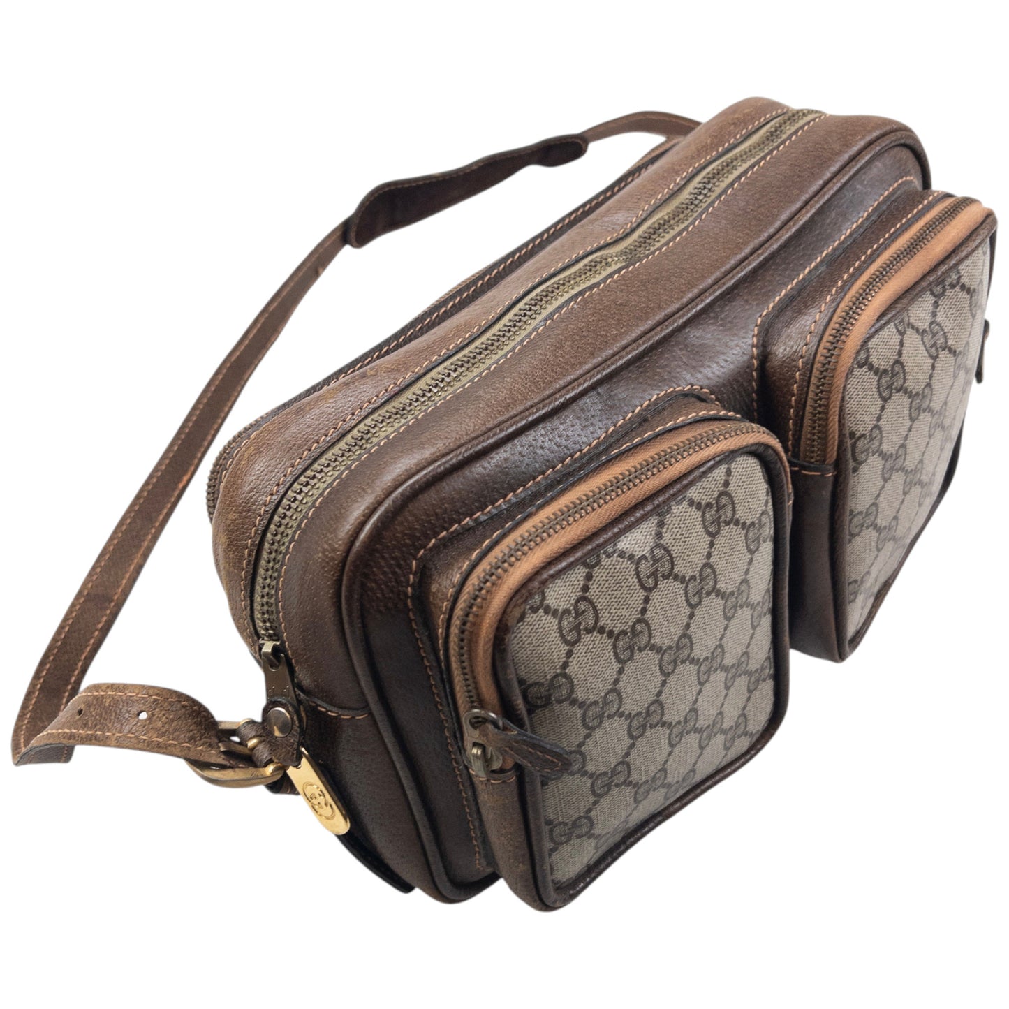 Vintage 80s Gucci Monogram Leather Crossbody Bag