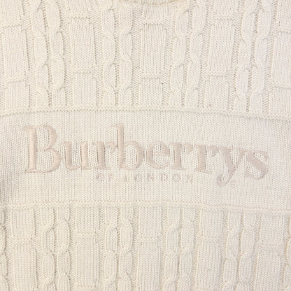 Vintage 90s Burberry Embroidered Wool Knit Jumper Size M