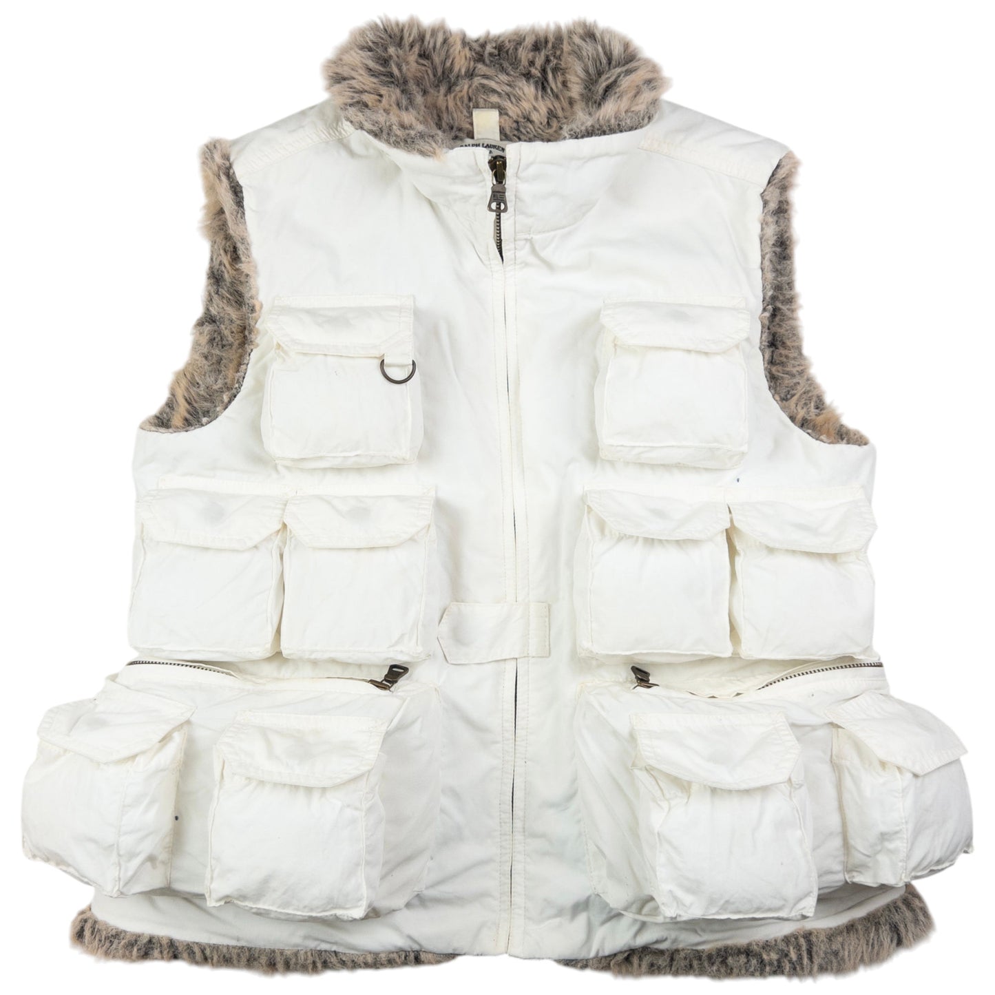 Vintage Ralph Lauren Polo Jeans Fur Lined Cargo Gilet Womens Size M