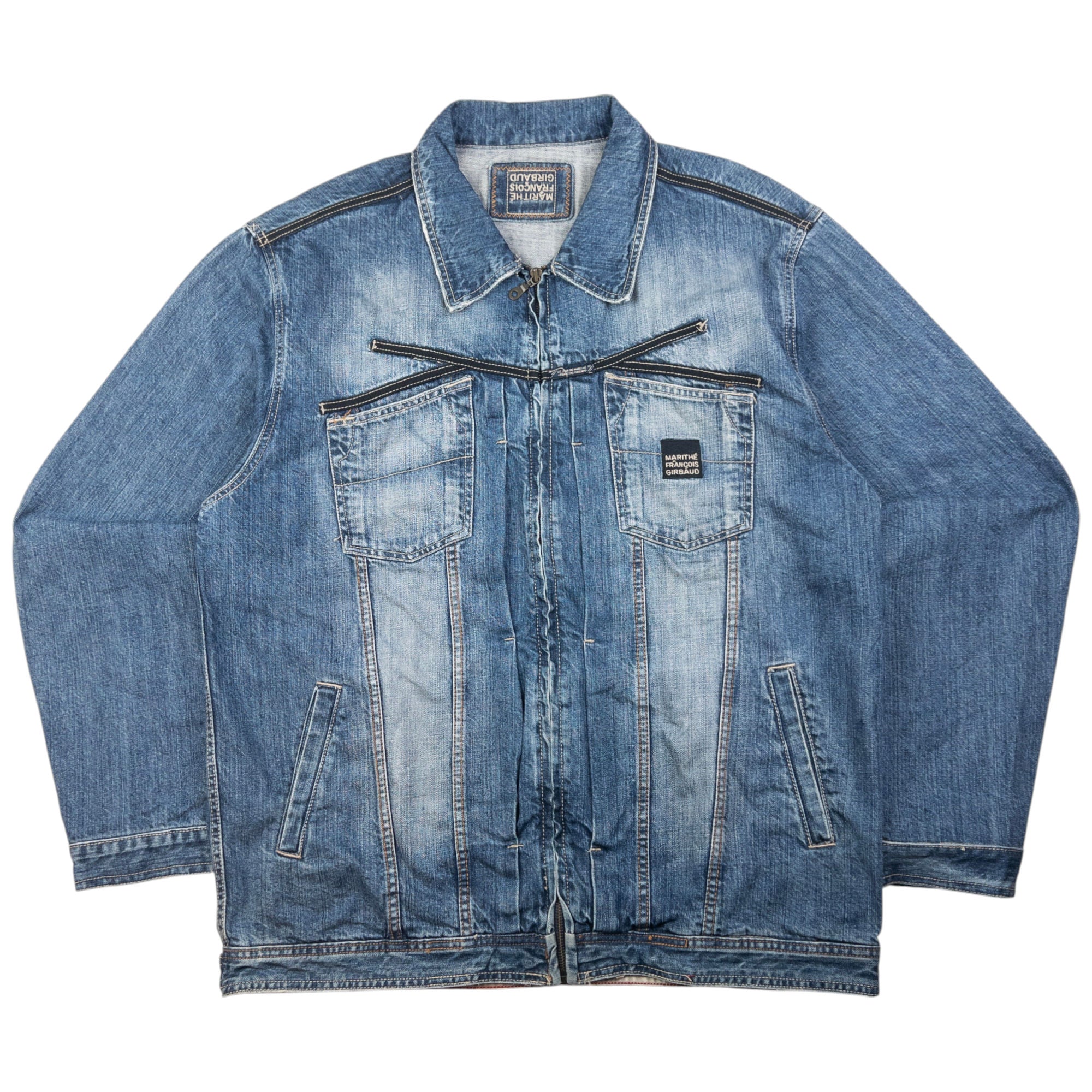 Vintage Marithe + Francois Girbaud Zip Up Denim Jacket Size XXL