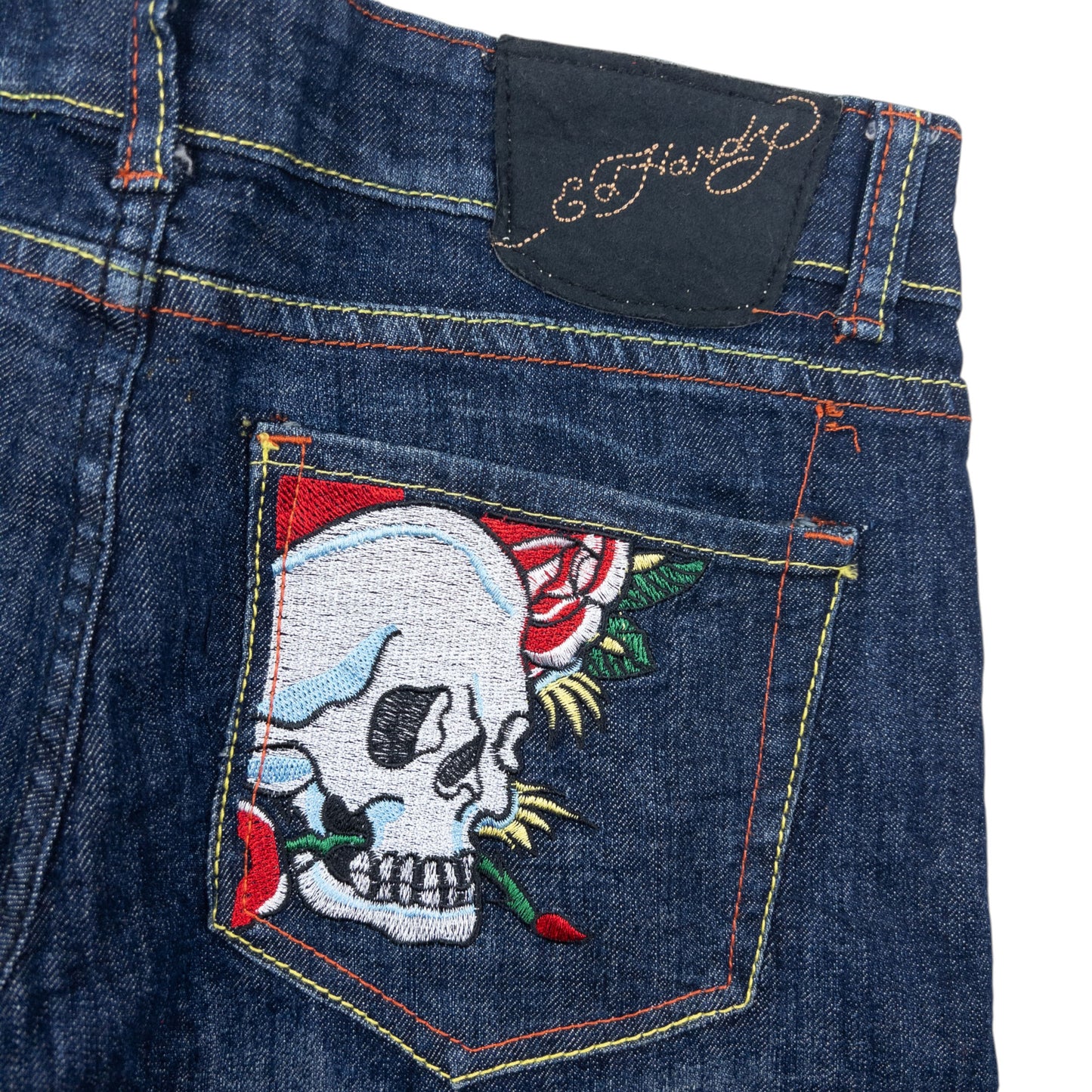 Vintage 2000s Ed Hardy Embroidered Skull Low Rise Denim Jeans Size W31