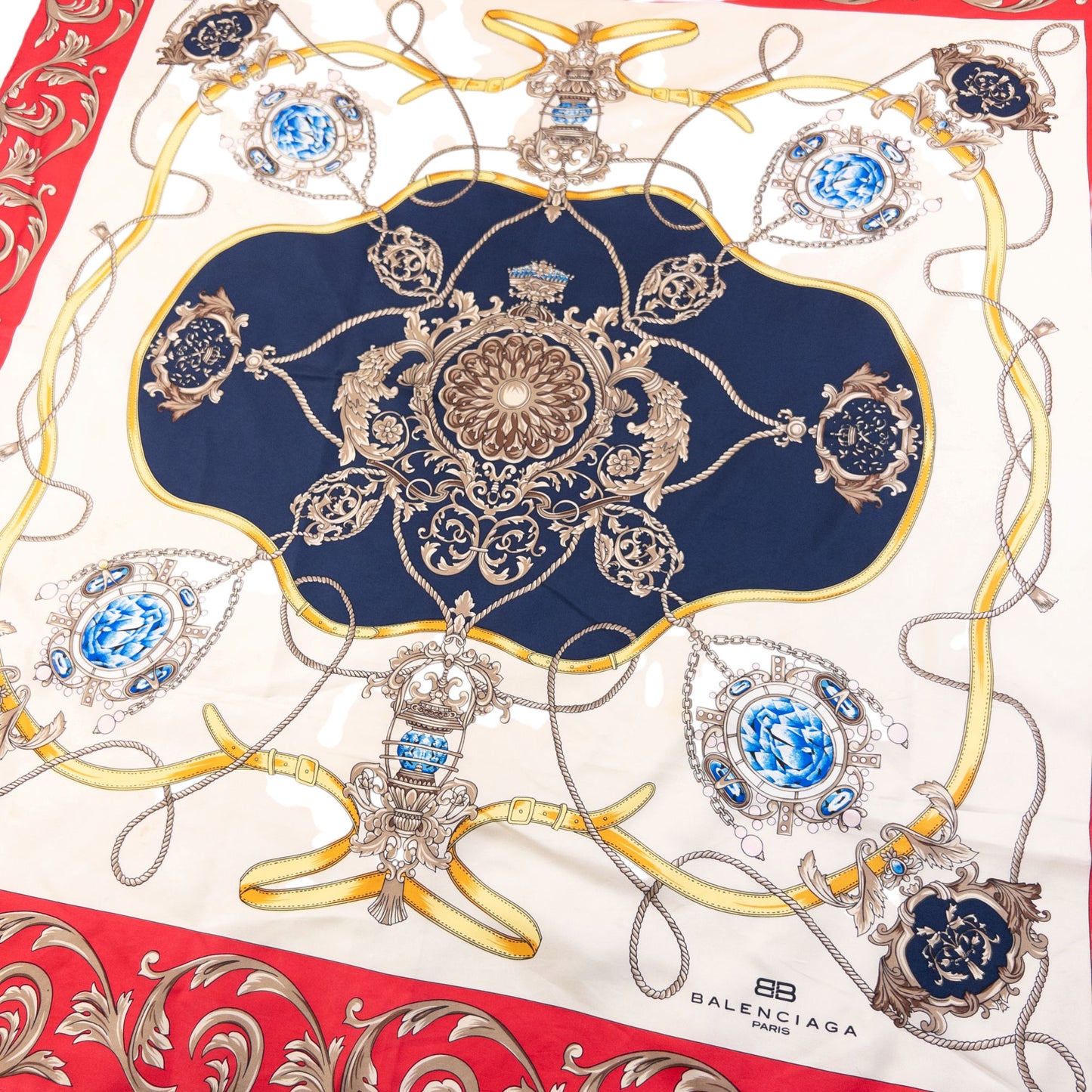 Vintage 90s Balenciaga Jewel Print Silk Scarf
