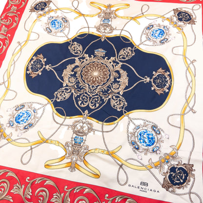 Vintage 90s Balenciaga Jewel Print Silk Scarf