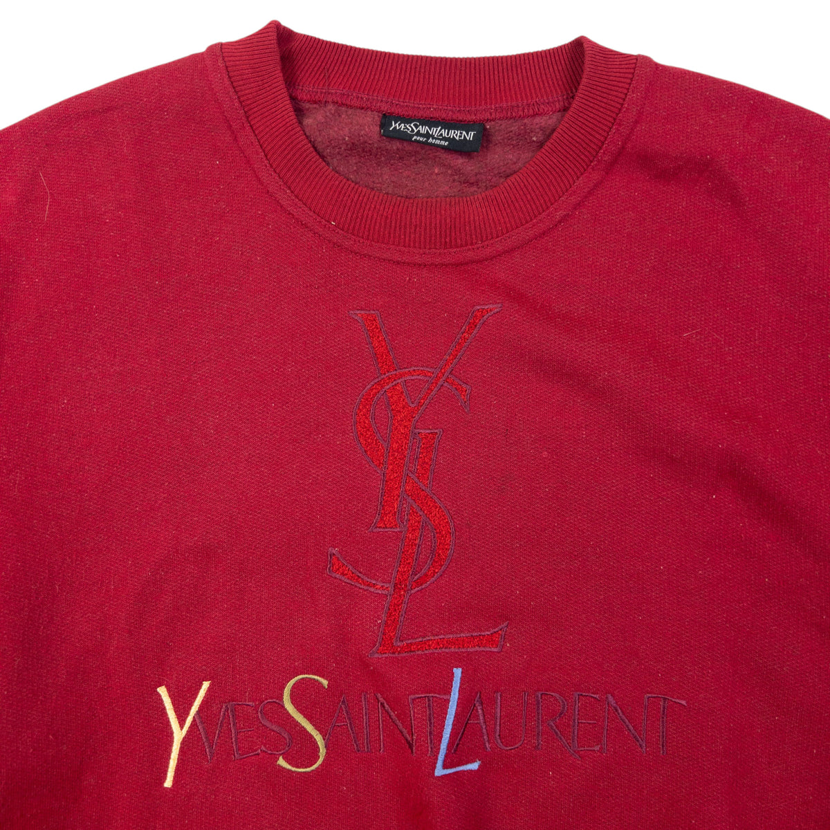Vintage 90s YSL Yves Saint Laurent Embroidered Sweatshirt Size M