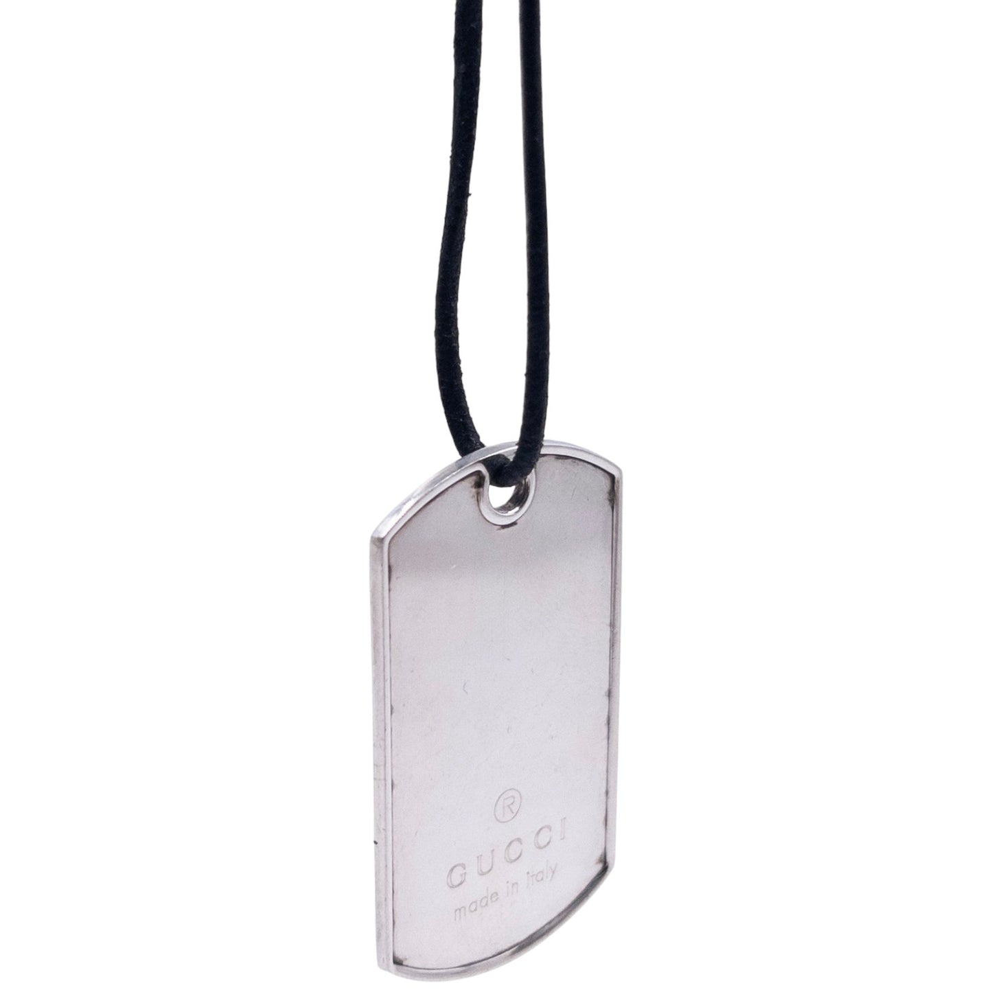 Vintage Gucci Embossed Dog Tag Necklace