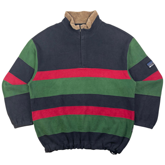 Vintage Burberry Q Zip Striped Sweatshirt Size L