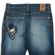 Vintage Oniarai Japanese Monster Embroidered Denim Jeans Size W35