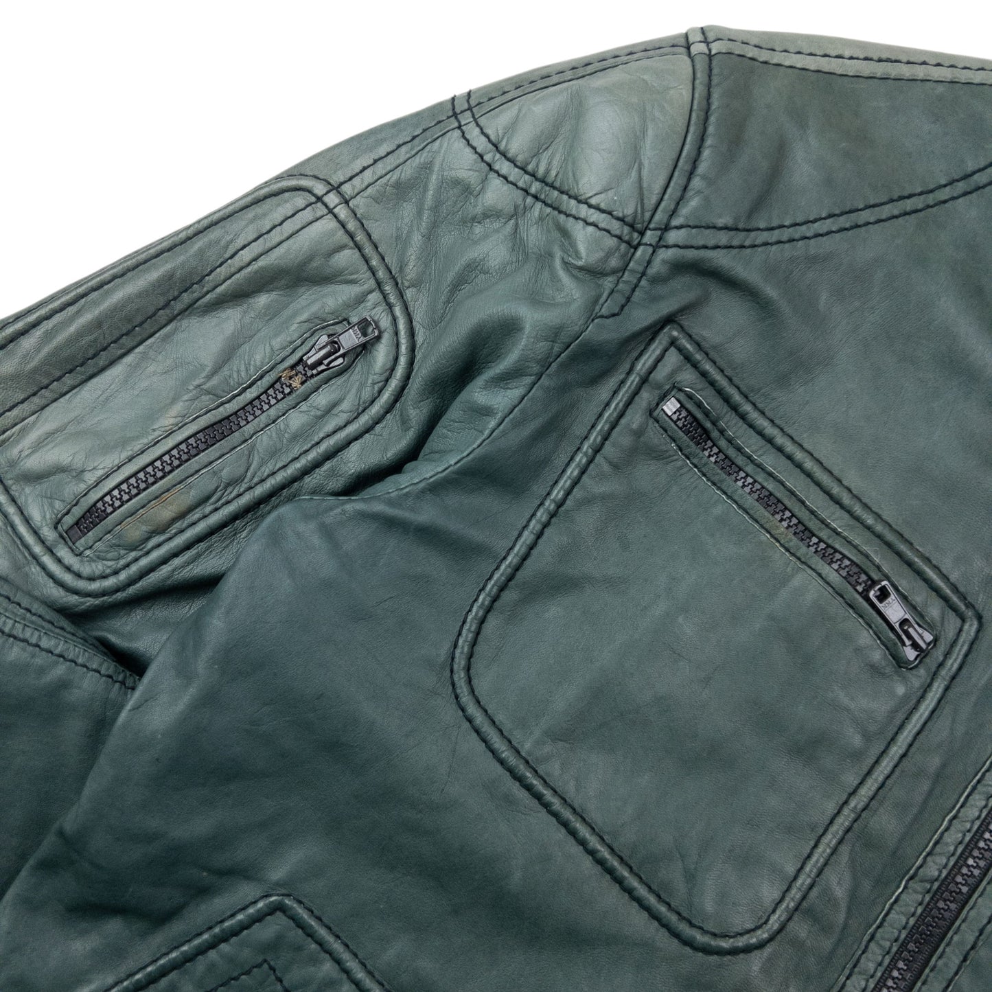 Vintage 2000s Diesel Zip Up Leather Jacket Size M