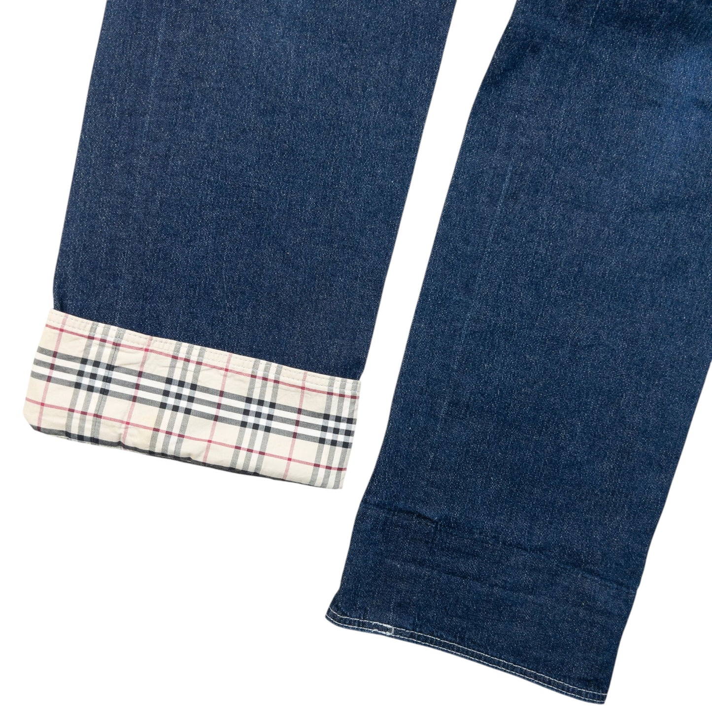 Vintage 2000s Burberry Nova Check Cuff Denim Jeans Size W27