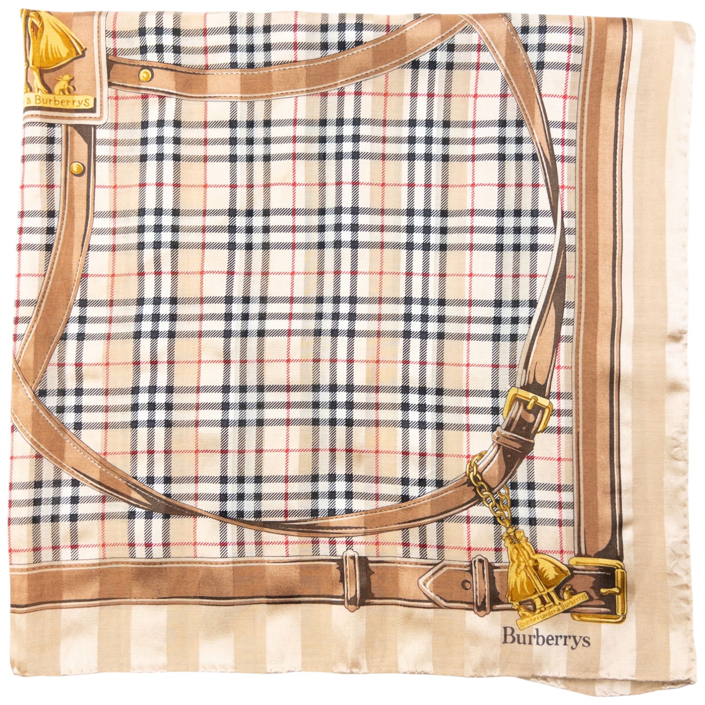 Vintage 90s Burberry Nova Check Silk Scarf