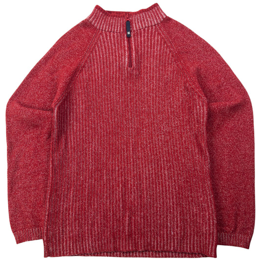 Vintage Armani Jeans Ribbed Knit Q Zip Jumper Size S