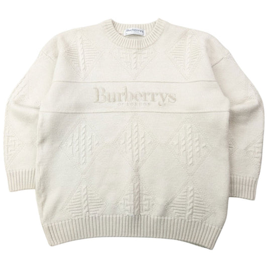 Vintage 90s Burberry Embroidered Wool Knit Jumper Womens Size S
