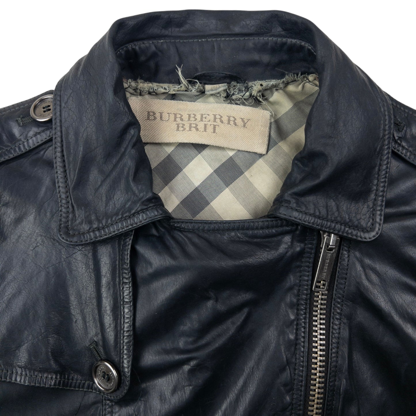 Vintage Burberry Brit Cropped Leather Jacket Womens Size M