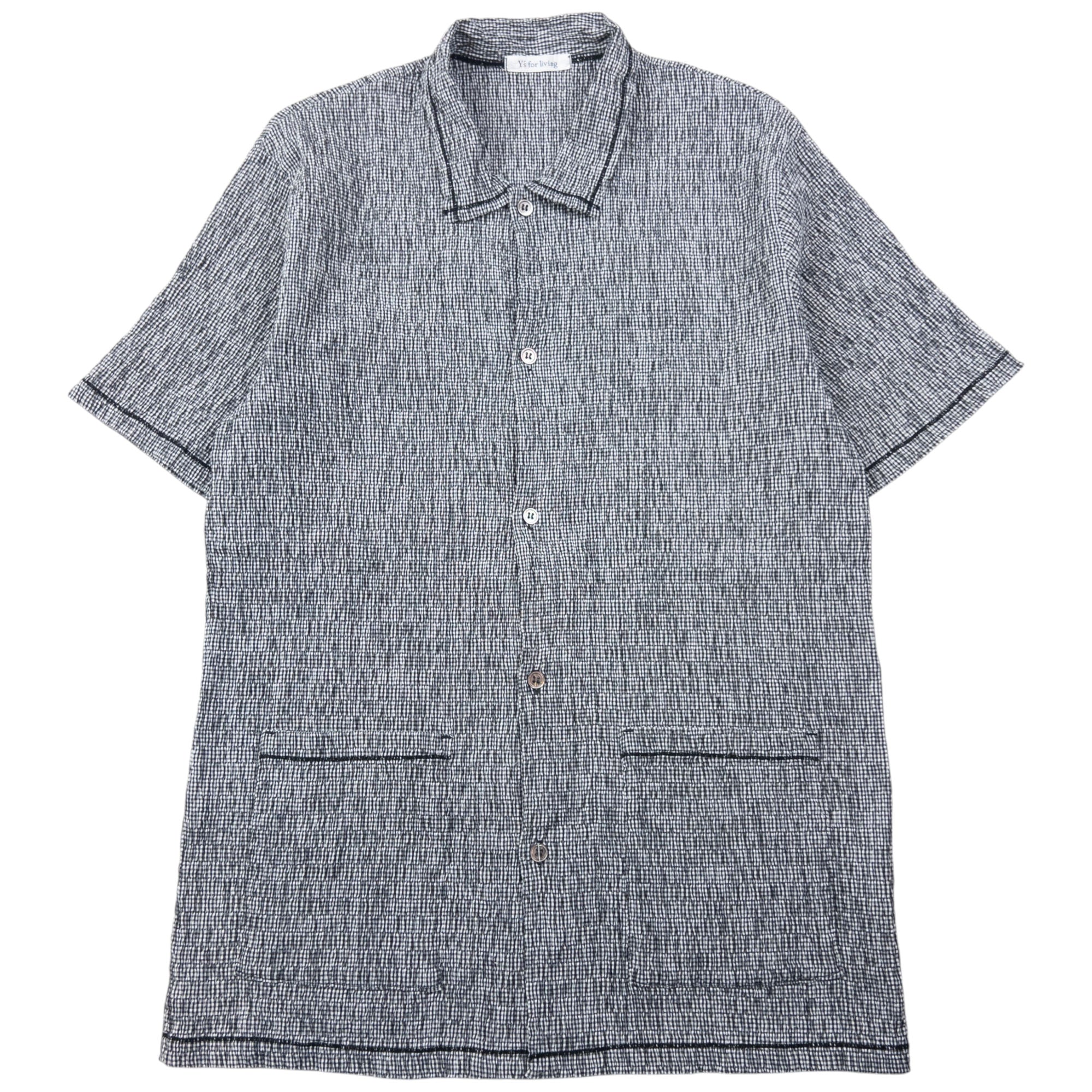 Vintage Yohji Yamamoto Checkered Ruched Button Up Shirt Size M