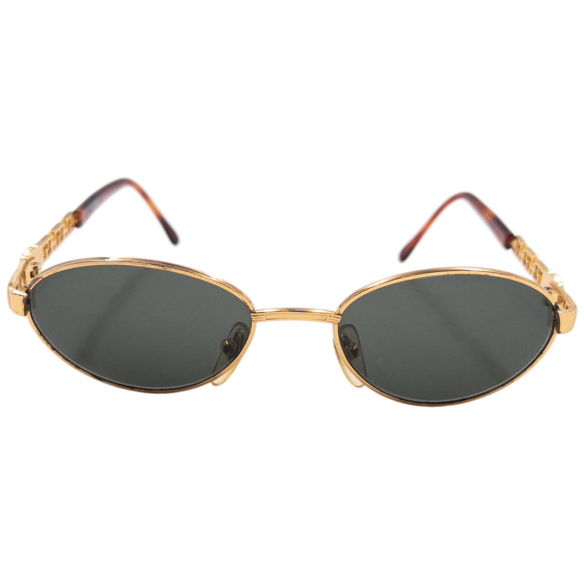Vintage 90s Gianni Versace Embossed Tortoise Shell Sunglasses