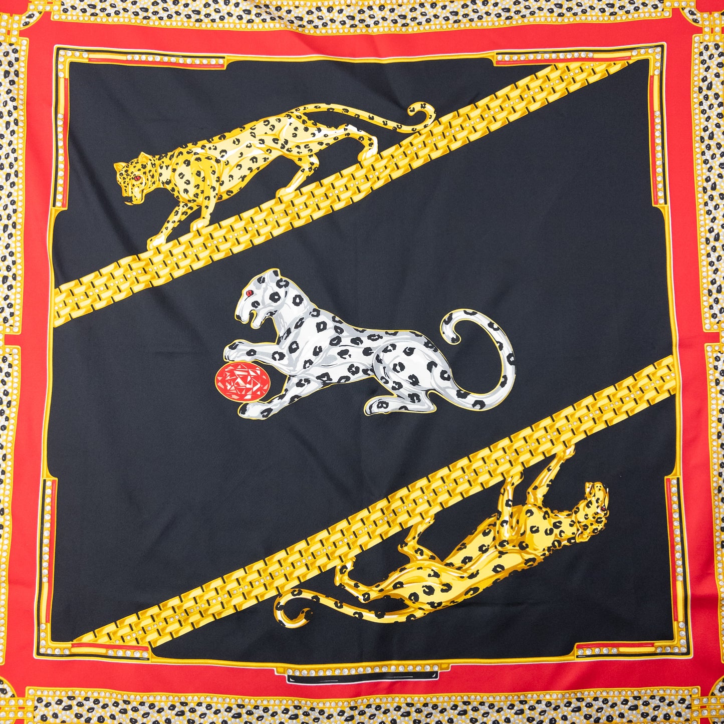 Vintage 90s Cartier Panther Print Silk Scarf