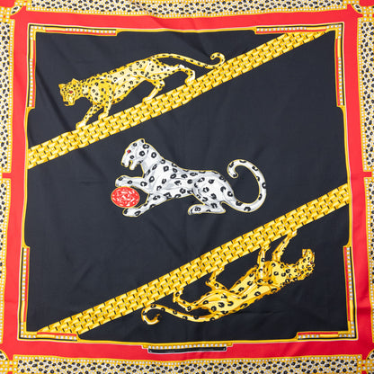 Vintage 90s Cartier Panther Print Silk Scarf