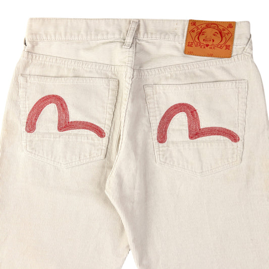 Vintage Evisu Double Gull Embroidered Corduroy Trousers Size W31