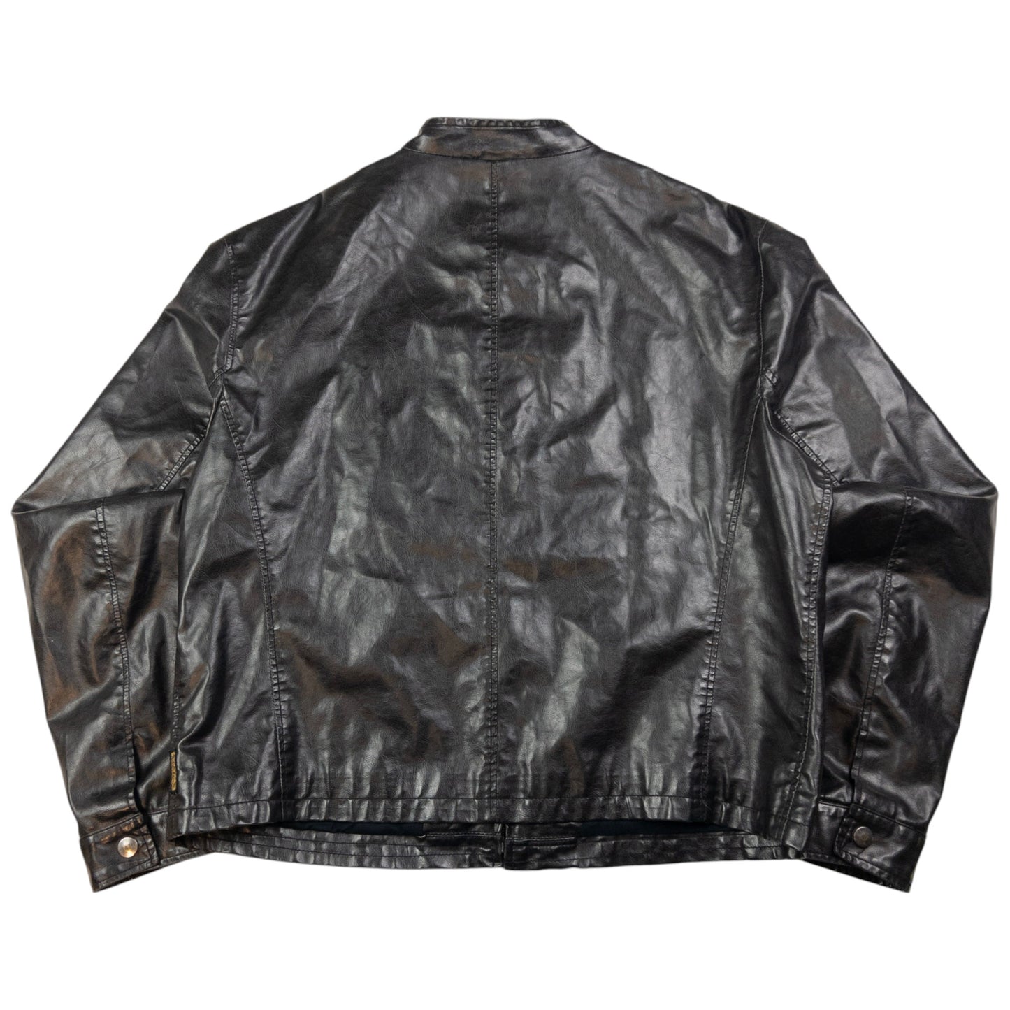 Vintage Armani Jeans Leather Biker Jacket Size L