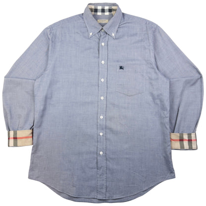 Vintage Burberry Nova Check Cuff Long Sleeve Button Up Shirt Size M
